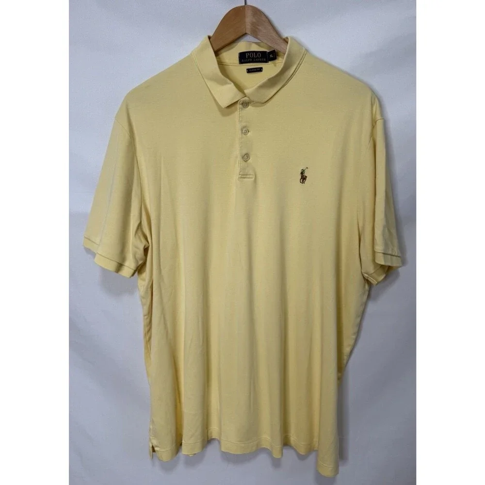 Polo Ralph Lauren Men Classic Polo XL Pima Soft Touch Preppy Light Yellow